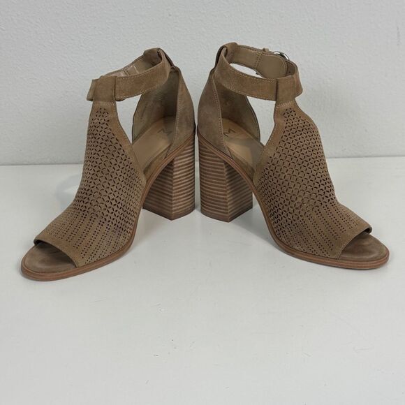 Marc Fisher Vixen Suede Cutout Block Heel Sandals 10 - Picture 3 of 8